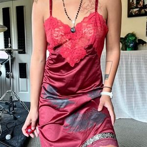 Upcycled vintage lace slip dress